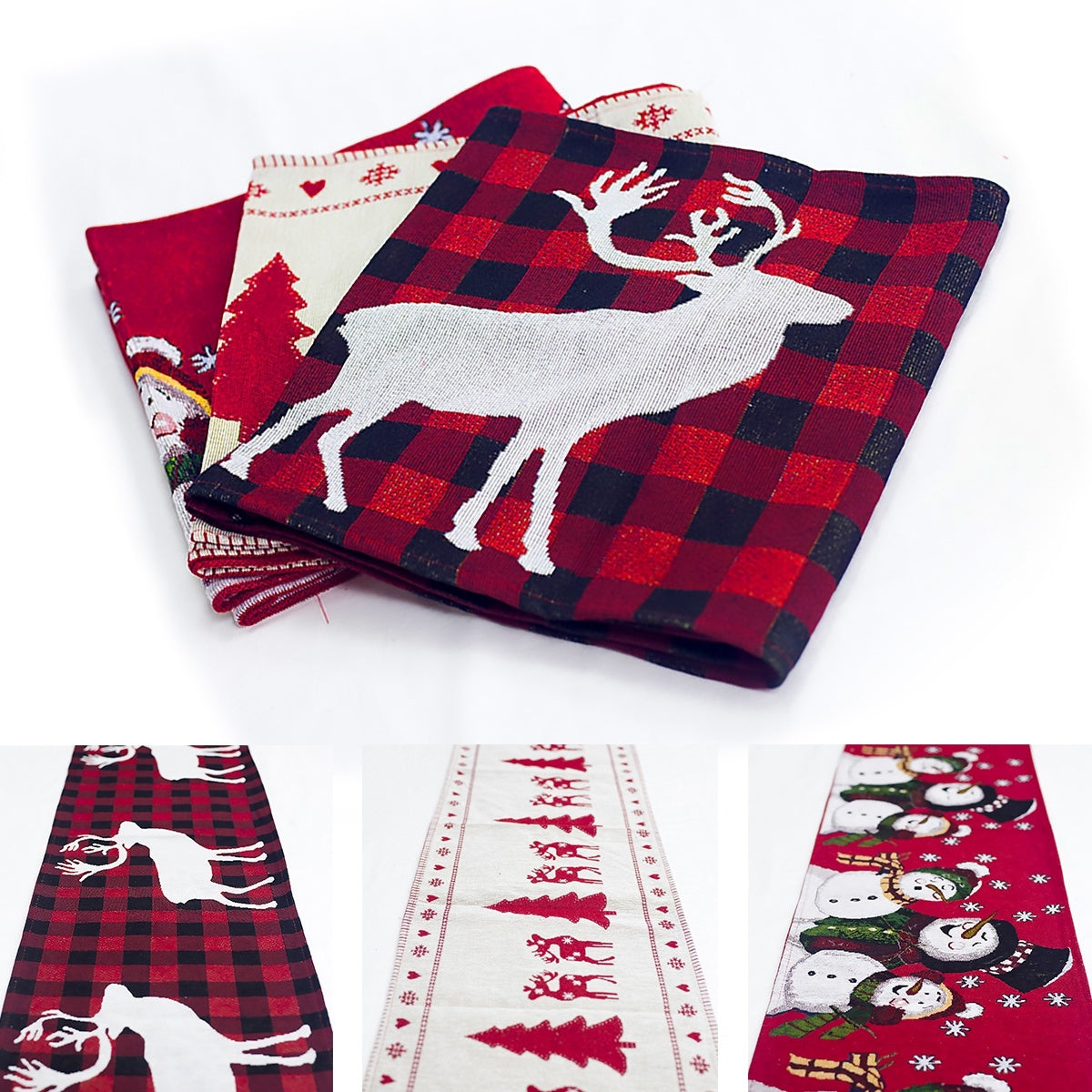 Christmas Elk Snowman Table Runner - Merry Christmas Decorations