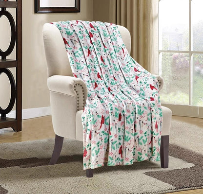 Cozy Christmas Flannel Blanket – Festive Elk, Snowman & Santa Prints for Warm Winter Nights