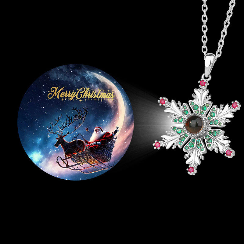 Enchanting Snowflake Projection Necklace – Christmas Gift for Women & Couples