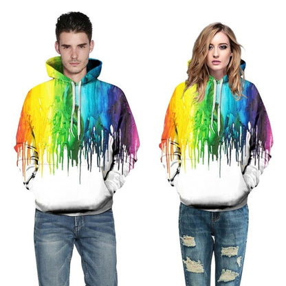 Splash of Style: Rainbow Paint Drip 3D Hoodie – Unleash Your Vibrant Side