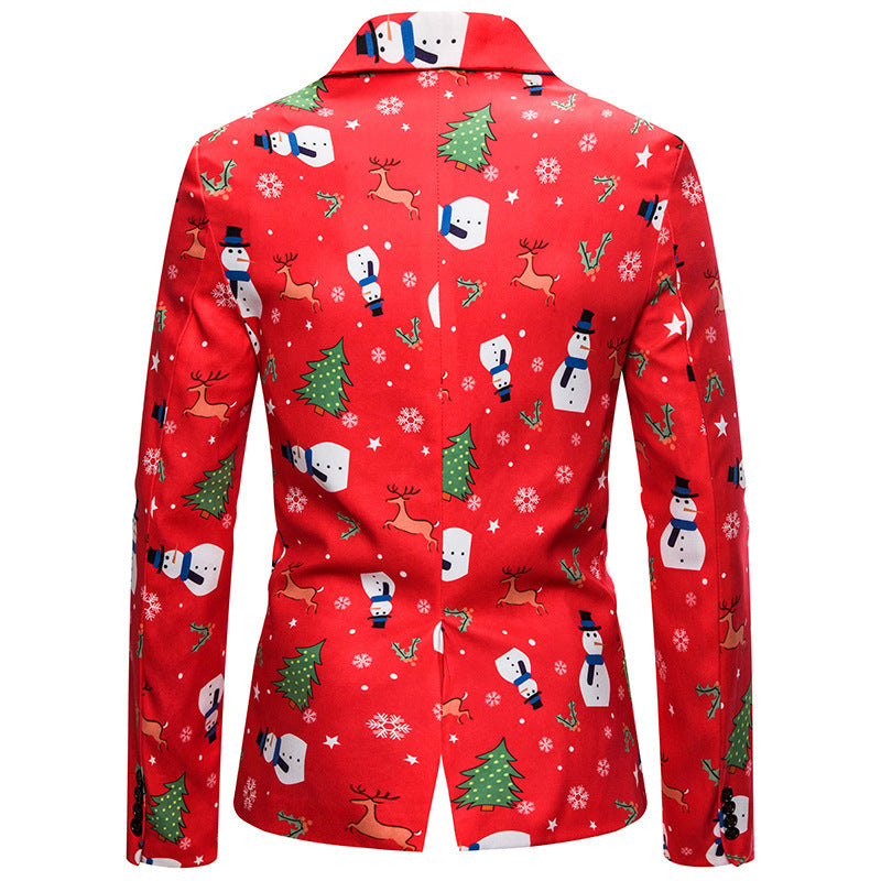 Festive Holiday Suit - Christmas & New Year Snowman Blazer for Men