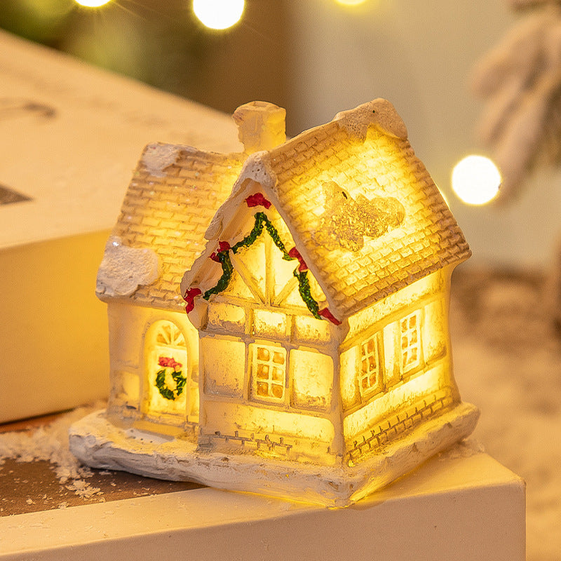 Mini LED Light-Up Christmas Village Houses – Festive Resin Decor for a Cozy Holiday Atmosphere