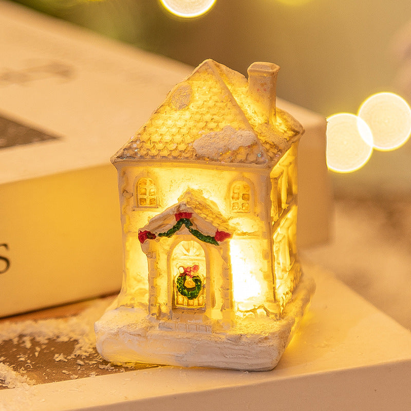 Mini LED Light-Up Christmas Village Houses – Festive Resin Decor for a Cozy Holiday Atmosphere