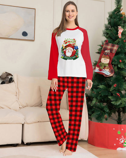 Festive Family Matching Pajama Set – Christmas Long Sleeve T-Shirts & Plaid Pants