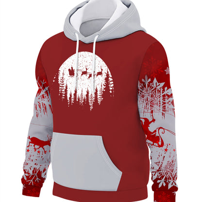 Men’s Festive Christmas Hoodie - Cozy Winter Wear with Santa Sleigh Print