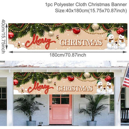 Outdoor Merry Christmas Banner - Festive Holiday Decoration Backdrop for Yard and Fence