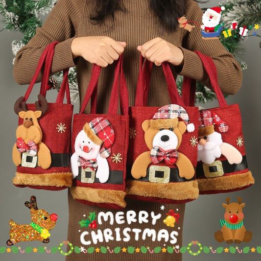 Festive Christmas Character Gift Tote Bags – Perfect for Holiday Treats & Decor!