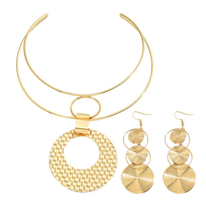 Bold Geometric Necklace & Earring Set – Simple yet Striking Statement Jewelry