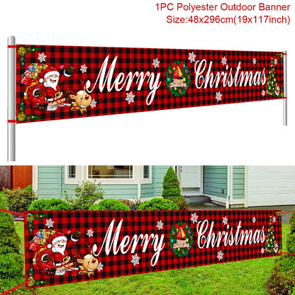 Outdoor Merry Christmas Banner - Festive Holiday Decoration Backdrop for Yard and Fence