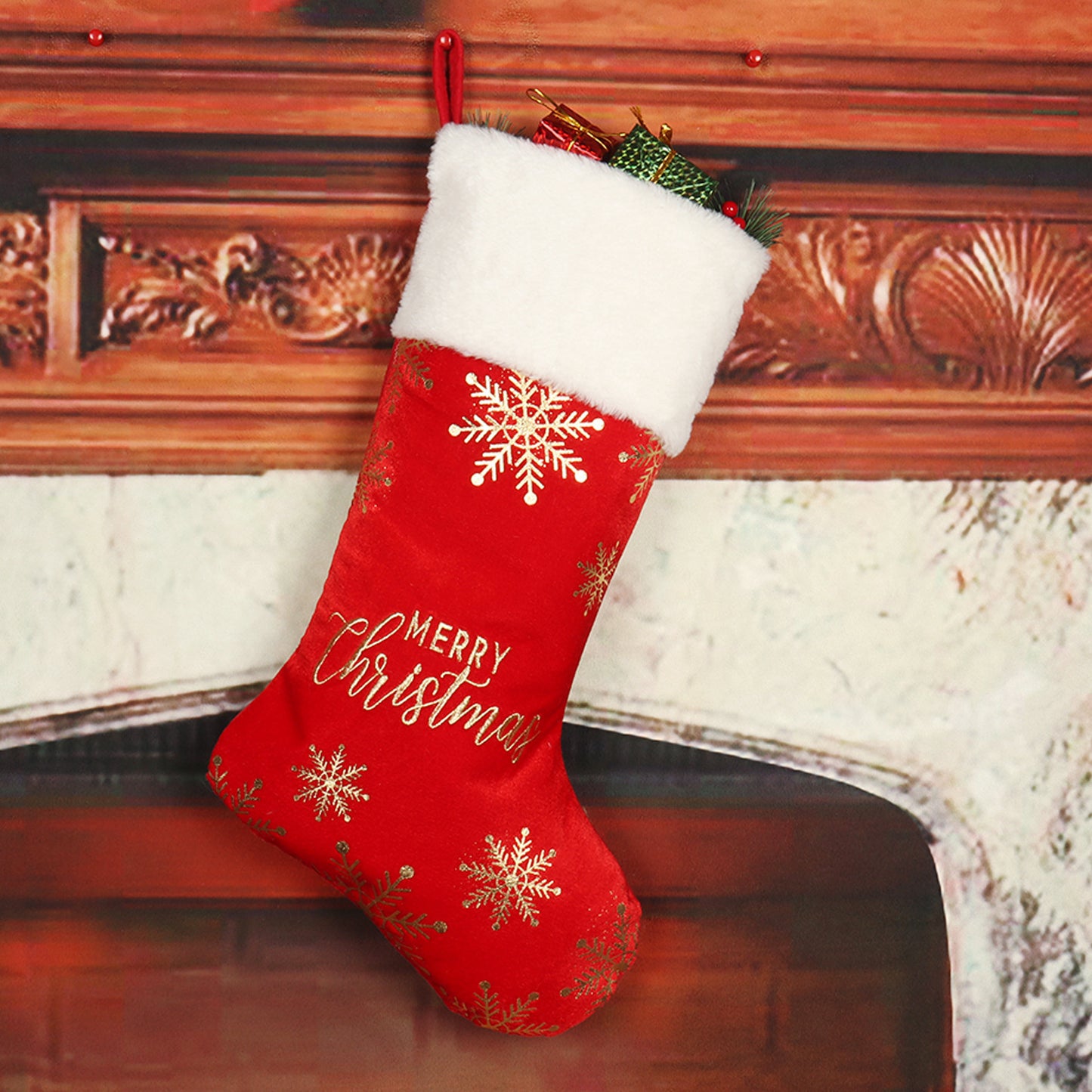 Christmas Decorative Stockings with Embroidery for Candy and Gifts