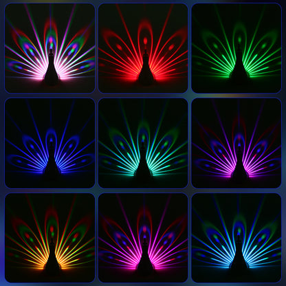 Peacock Wall Lamp with Colorful Ambient Lighting – Modern 3D Creative Atmosphere Light