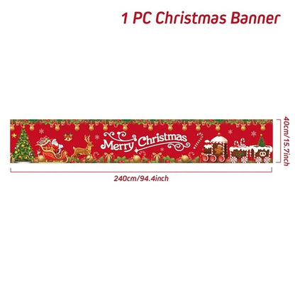 Outdoor Merry Christmas Banner - Festive Holiday Decoration Backdrop for Yard and Fence