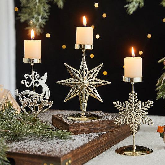 Elegant Christmas Star Wrought Iron Candlestick Holder – Festive Charm for Cozy Moments