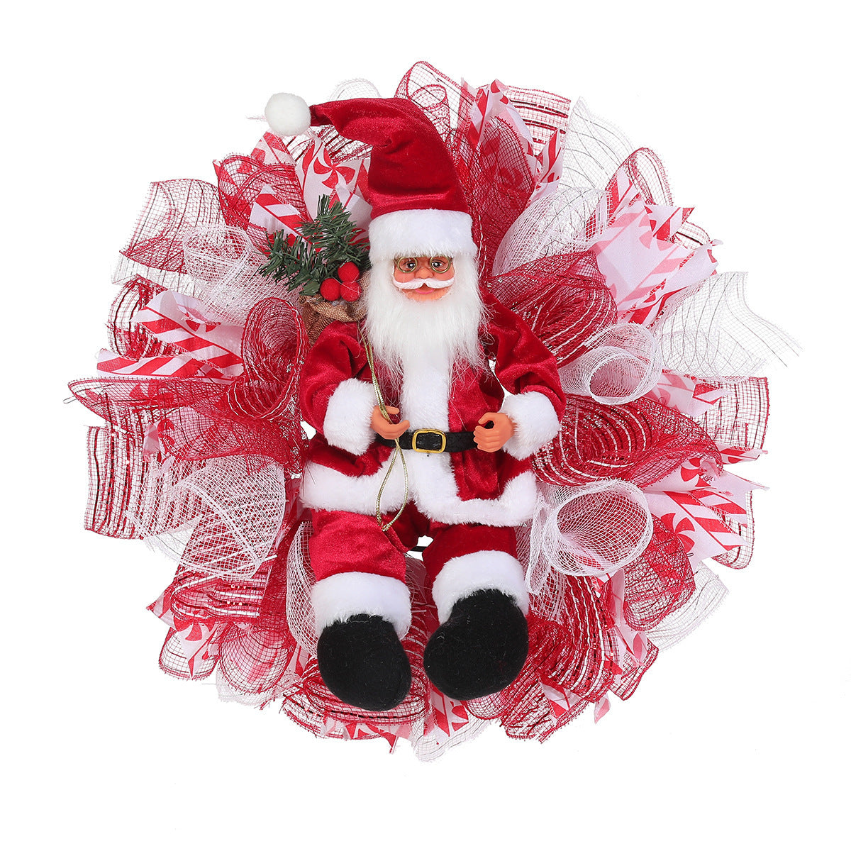 LED Santa Christmas Wreath – Festive Light-Up Holiday Door & Wall Decoration