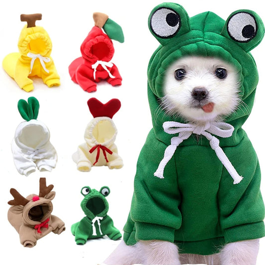 Cute Fruit Hoodies for Small Dogs – Warm Fleece Pet Outfit for Winter