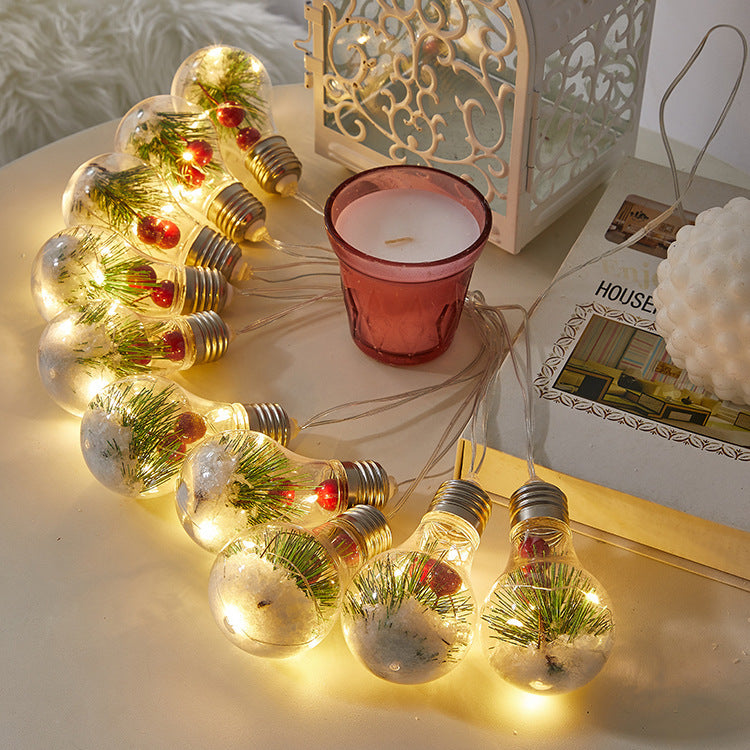 Festive Christmas Bulb String Lights – Outdoor Red Fruit Holiday Décor