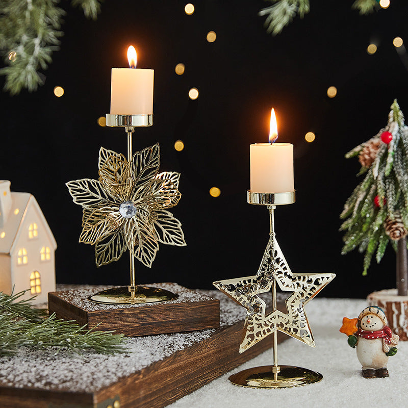 Elegant Christmas Star Wrought Iron Candlestick Holder – Festive Charm for Cozy Moments