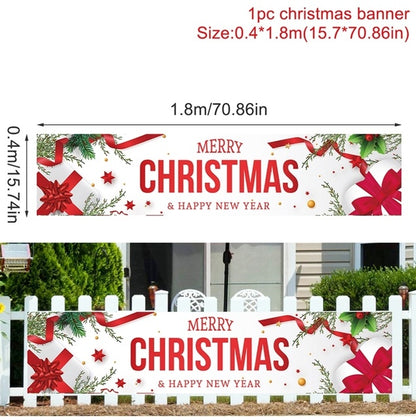 Outdoor Merry Christmas Banner - Festive Holiday Decoration Backdrop for Yard and Fence