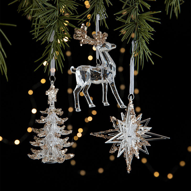 Sparkling Sequin Acrylic Christmas Ornaments – Set of Elegant Transparent Pendants