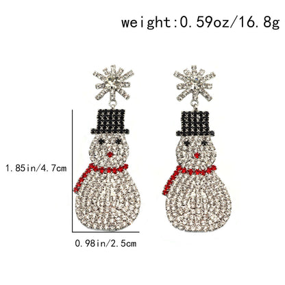 Sparkling Snowman Rhinestone Earrings - Festive & Fun!