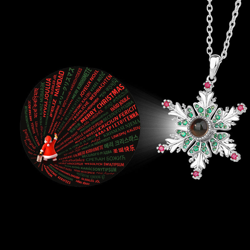 Enchanting Snowflake Projection Necklace – Christmas Gift for Women & Couples