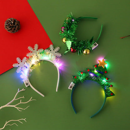 LED Christmas Hair Band | Festive Light-Up Headbands for Holiday Cheer - Reindeer, Candy Cane & Christmas Tree Styles