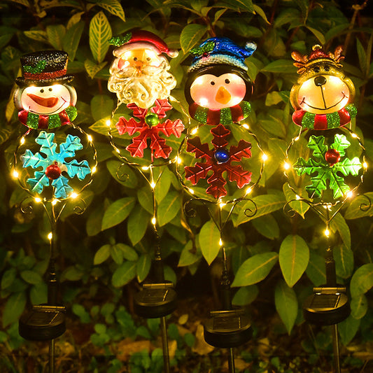 Solar Christmas Garden Lights – Festive LED Snowman, Santa, Reindeer & Penguin Yard Stakes!