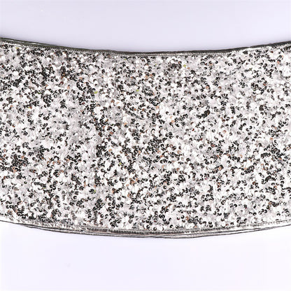 Elegant Silver & White Sequin Christmas Tree Skirt – Sparkling Holiday Decor for a Glamorous Christmas