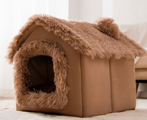 Cozy Cottage Pet House – Warm, Foldable, and Adorable for Dogs & Cats!