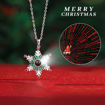 Enchanting Snowflake Projection Necklace – Christmas Gift for Women & Couples