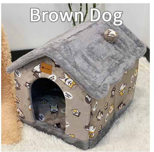 Cozy Cottage Pet House – Warm, Foldable, and Adorable for Dogs & Cats!