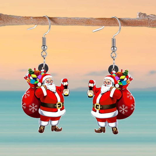 Playful Cartoon Santa Claus Acrylic Earrings – Festive Holiday Charm