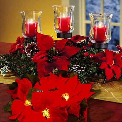 Poinsettia LED String Lights – Festive Red Flower Garland for Christmas Décor!