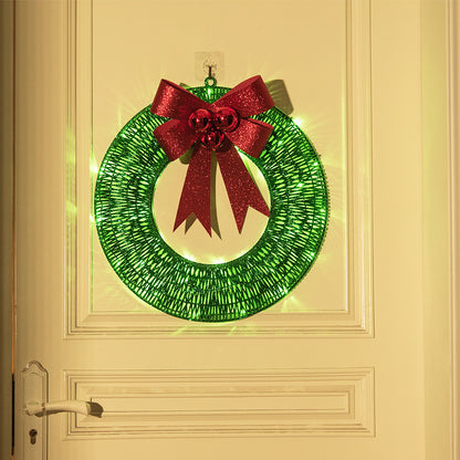 LED Christmas Wreath with Big Bow – Elegant Luminous Holiday Garland for Door Decor! 50CM