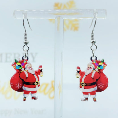 Playful Cartoon Santa Claus Acrylic Earrings – Festive Holiday Charm