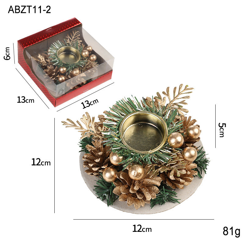 Elegant Christmas Candle Holder Wreath – Festive Pinecone & Faux Greenery Decor