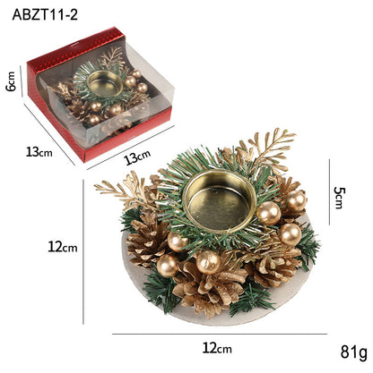 Elegant Christmas Candle Holder Wreath – Festive Pinecone & Faux Greenery Decor