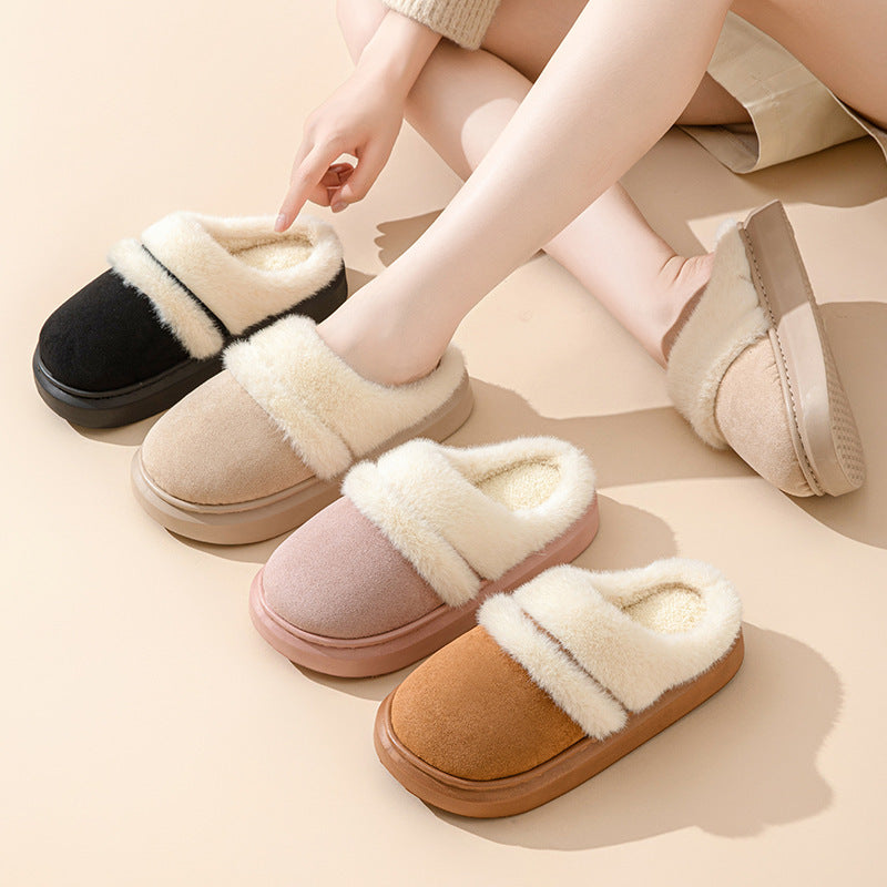 Warm Cotton House Slippers – Plush, Non-Slip Winter Comfort for Women