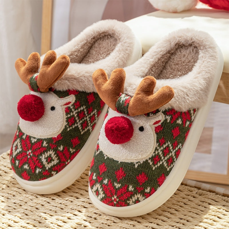 Adorable Reindeer Plush Slippers – Embrace the Magic of Christmas Comfort!