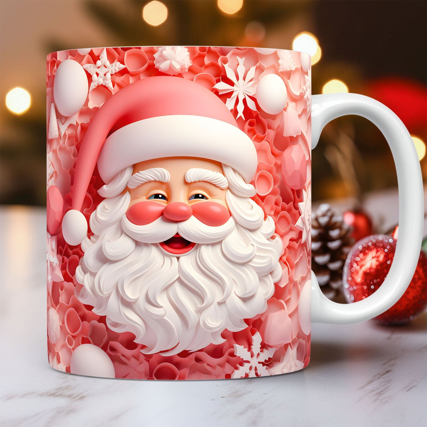 Festive 3D Christmas Ceramic Mug – Adorable Santa Design for Holiday Cheer!