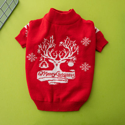 Cozy Christmas Dog Sweater – Festive Tree & Elk Design for Holiday Cheer!