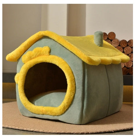 Cozy Cottage Pet House – Warm, Foldable, and Adorable for Dogs & Cats!