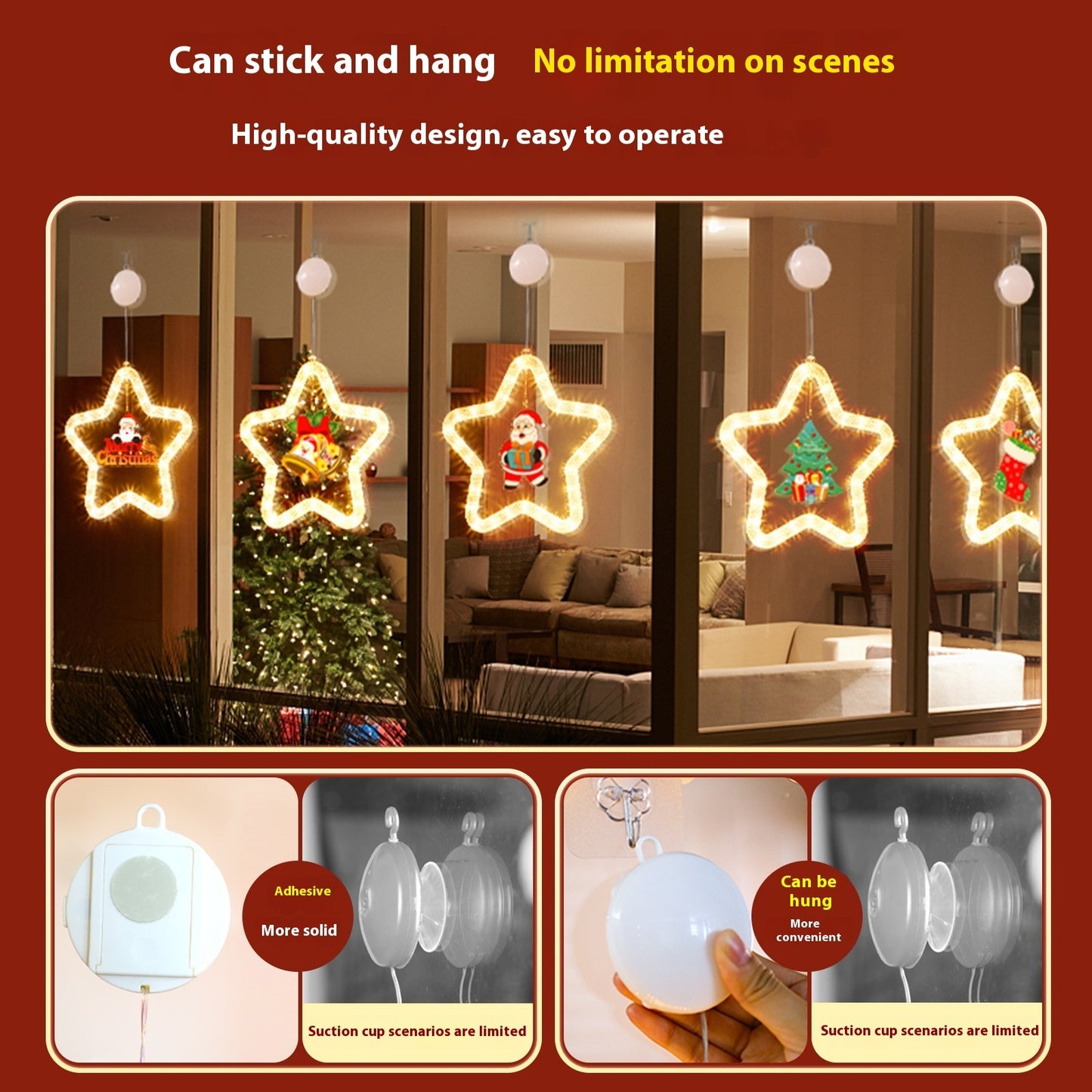 Sparkling LED Christmas Star Lights – Illuminate Your Windows and Doors This Holiday Season