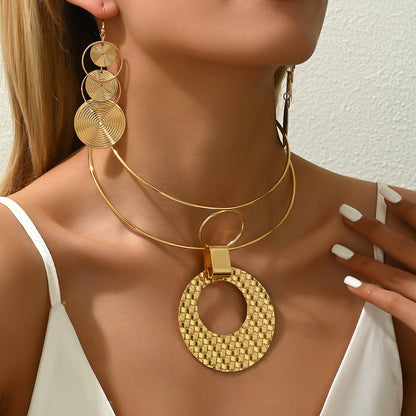 Bold Geometric Necklace & Earring Set – Simple yet Striking Statement Jewelry