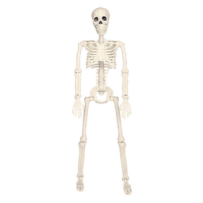 Glow-in-the-Dark Stand-able Hanging Skeleton – The Ultimate 90cm Halloween Décor with Warm Lights