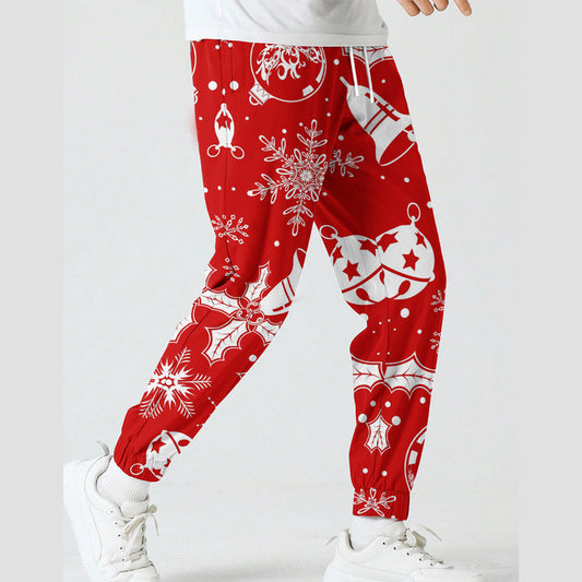 Men’s Christmas Printed Sweatpants – Festive Holiday Joggers with Snowman, Santa, and Reindeer Designs