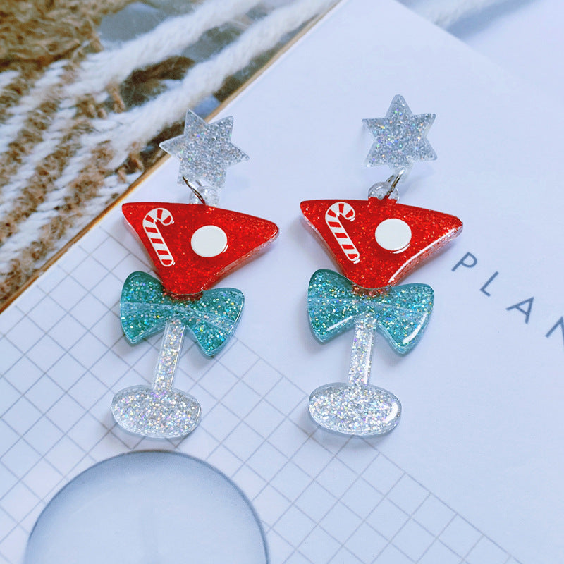 Festive Christmas Tree Earrings with Rhinestones – Perfect for Holiday Glam!