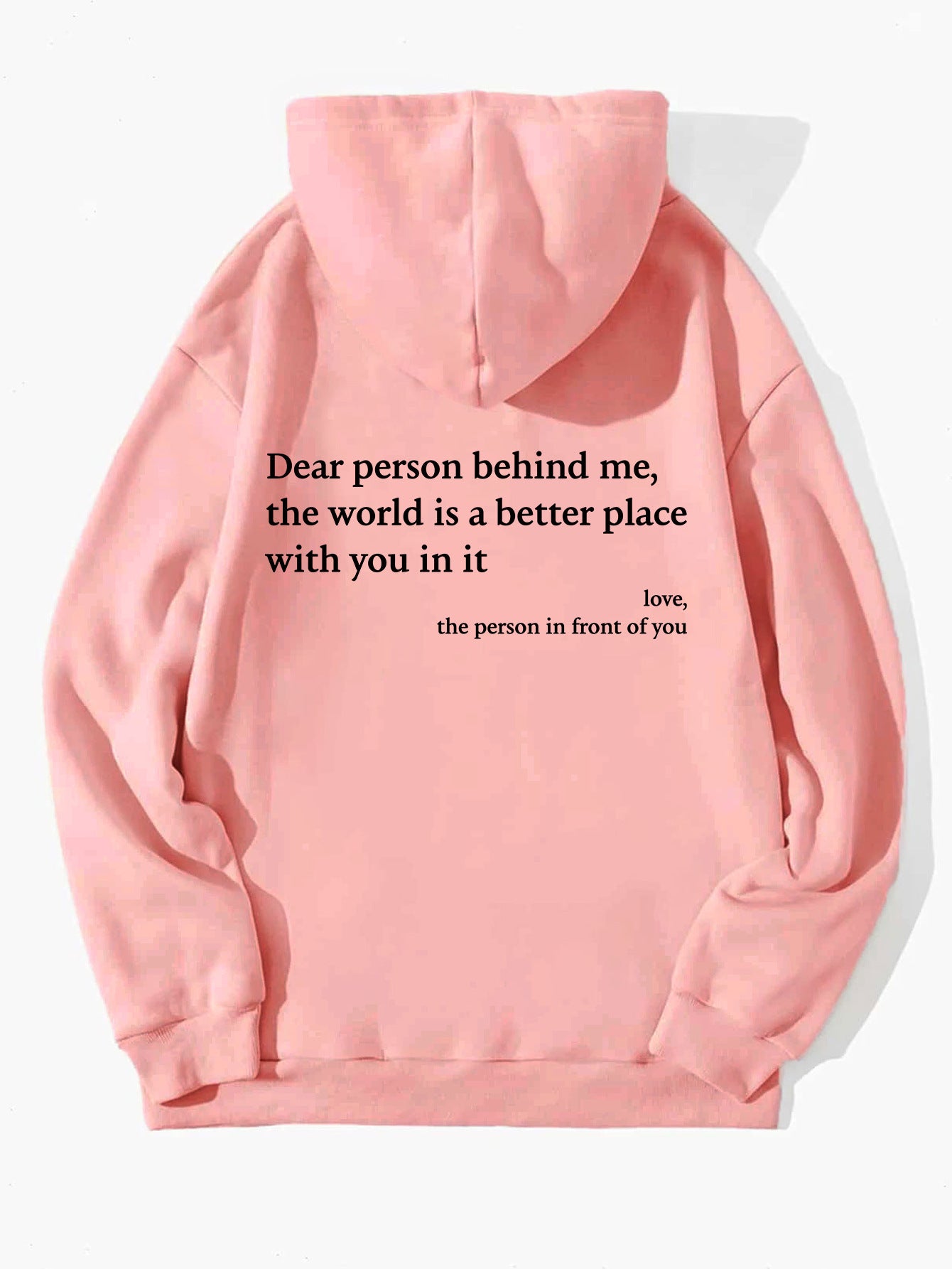 "Dear Person Behind Me" Letter Printed Plush Hoodie | Trendy Unisex Kangaroo Pocket Hoodie