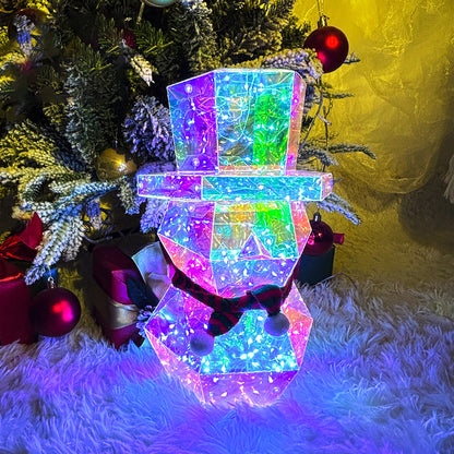 Prismatic LED Christmas Snowman Night Light – Colorful Holiday Tabletop Decor