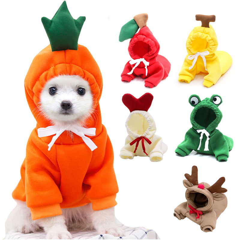 Cute Fruit Hoodies for Small Dogs – Warm Fleece Pet Outfit for Winter